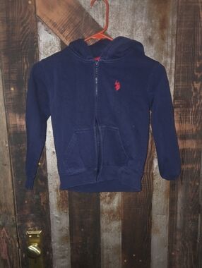 U.S. Polo Assn. Kids Navy Zip Hoodie with Red Logo